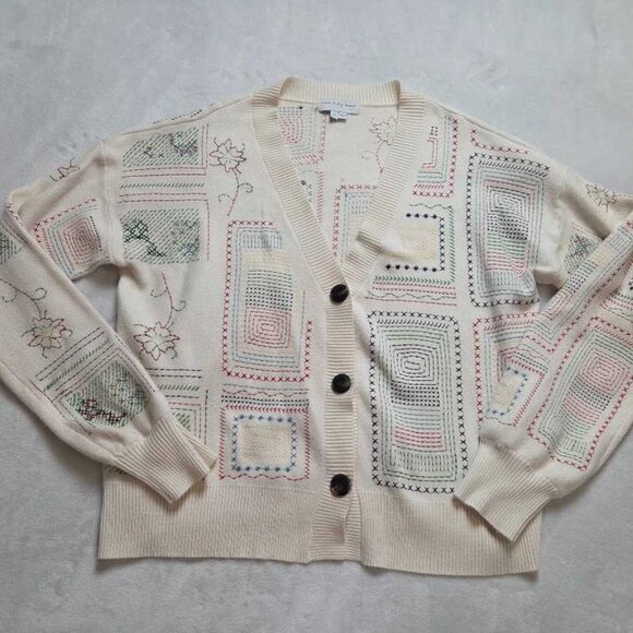 XXL Never Fully Dressed x Anthropologie embroidered work cardigan sweater - Picture 3 of 12